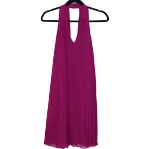 BANANA REPUBLIC NEW Pleated Accordian Mini Dress Tropical Berry Pink Women's XS